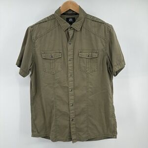 Rock &‎ Republic Button-Down Short Sleeve Casual Dress Shirt Size Large Green